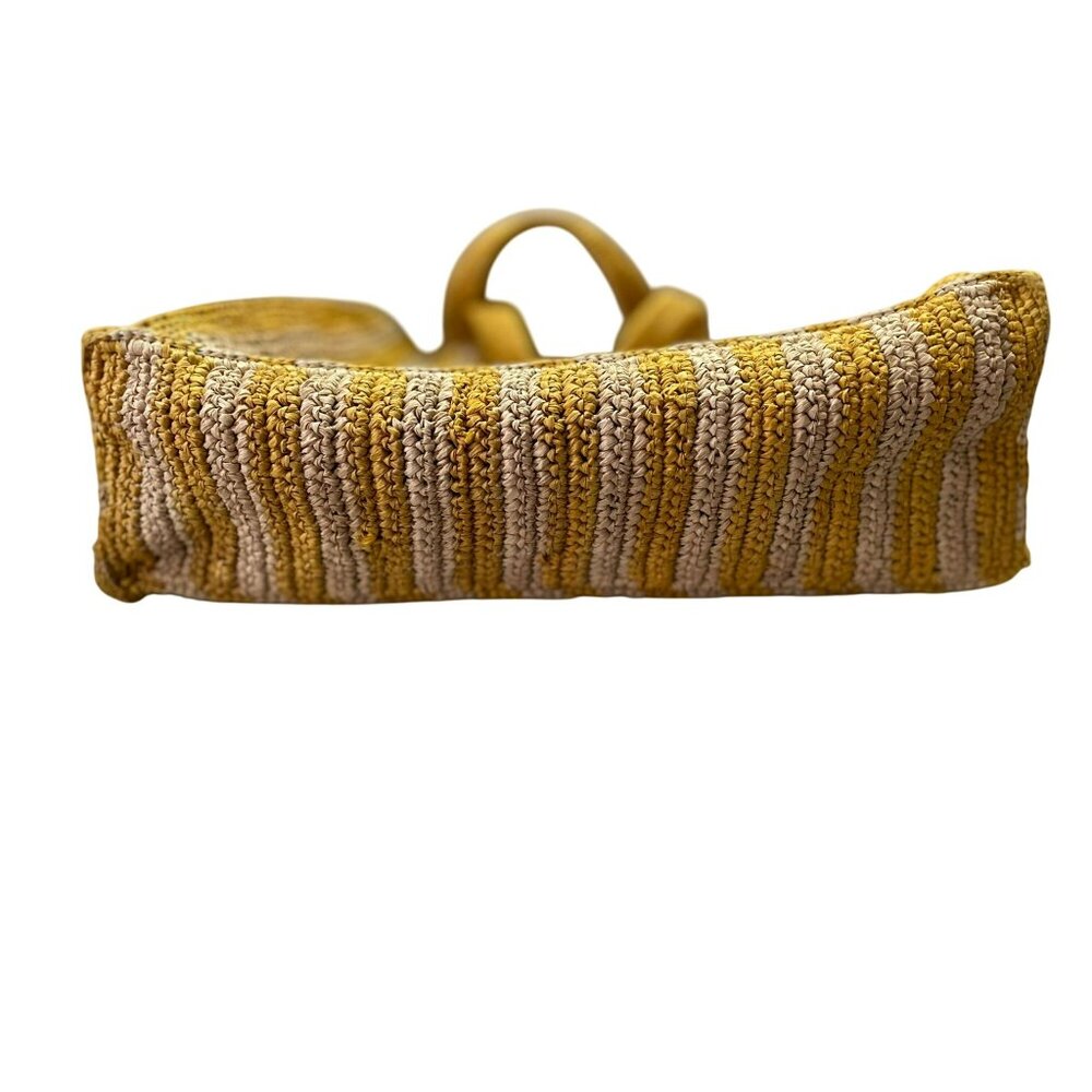 Mar Y Sol Straw Amalfi Tote Bag Used Striped Sunflower / Natural - Picture 5 of 16
